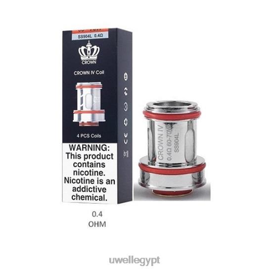 UWELL CROWN 4 ملفات بديلة (4 عبوات) | UWELL Cairo لفائف مزدوجة 0.4ohm T28B8183