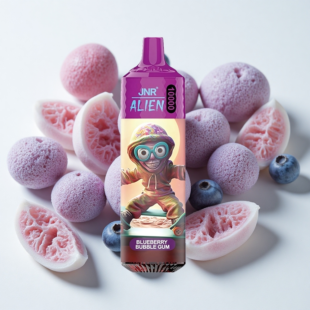 JNR Alien 10000 نفخة سيجارة إلكترونية علكة التوت الأزرق بشحن النوع-C وإضاءة LED