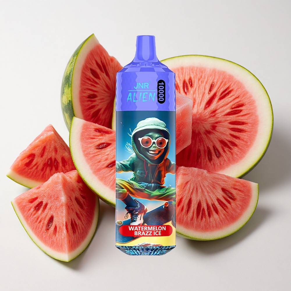 JNR Alien 10000 نفخة سيجارة إلكترونية بطعم بطيخ براز ثلج مع شحن سريع النوع-C وإضاءة LED