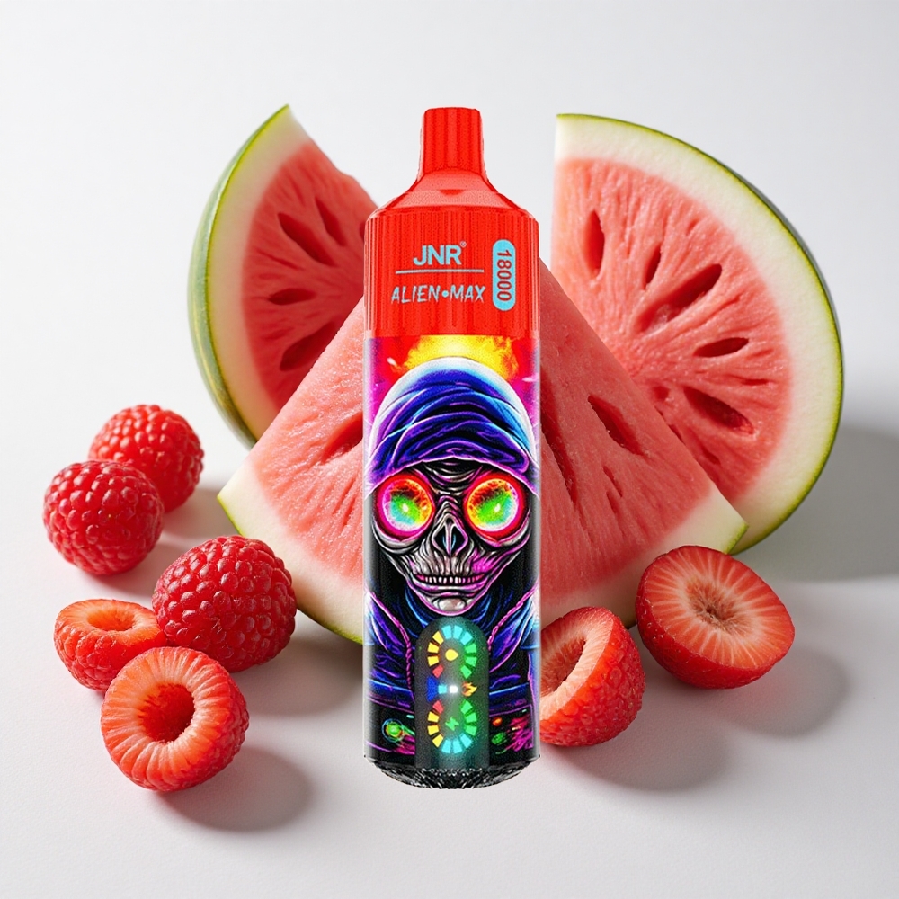 JNR Alien Max 18000 نفخة تبخير قابل للتصريف توت العليق بطيخ مثلج شاشة LED ذكية ونواة مزدوجة