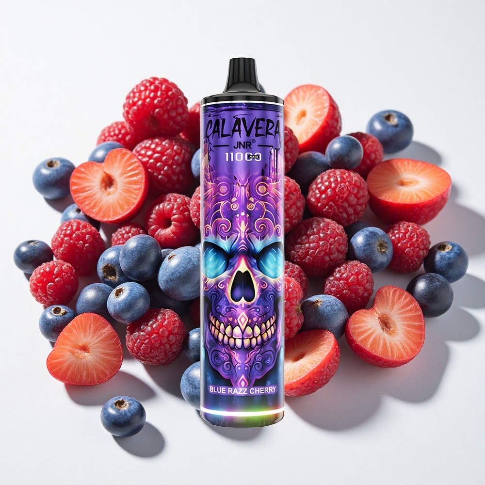 JNR Calavera 11000 نَفَس سيجارة إلكترونية توت أزرق كرز + منفذ شحن النوع-C