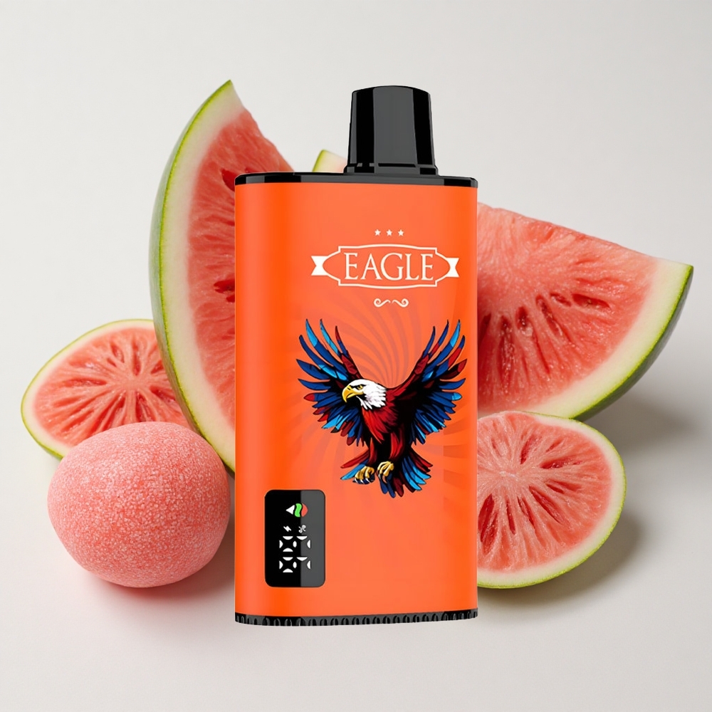 JNR EAGLE Smart 23000 نفخة شيشة إلكترونية بطعم بطيخ وعلكة شاشة رقمية تيار هواء قابل للتعديل