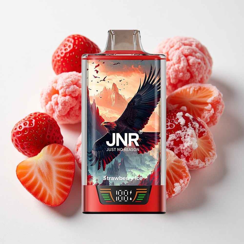JNR Falcon Pro 28000 فاخر 30مل توت بري جليدي شاشة ذكية