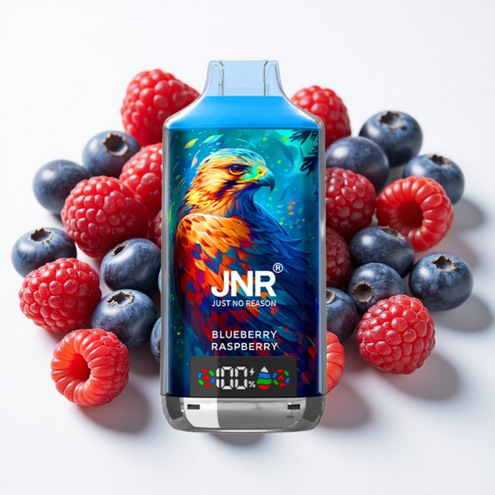 JNR Falcon X 18000 نَفَثات توت أزرق وتوت عُلّيق بشاشة رقمية وشحن النوع-C