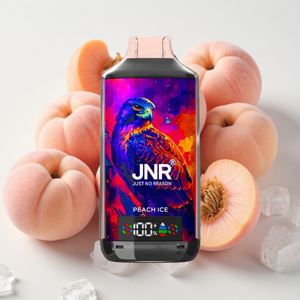 JNR Falcon X 18000 نفخة بخاخة نكهة خوخ مثلج بشاشة رقمية وشاحن سريع النوع-C