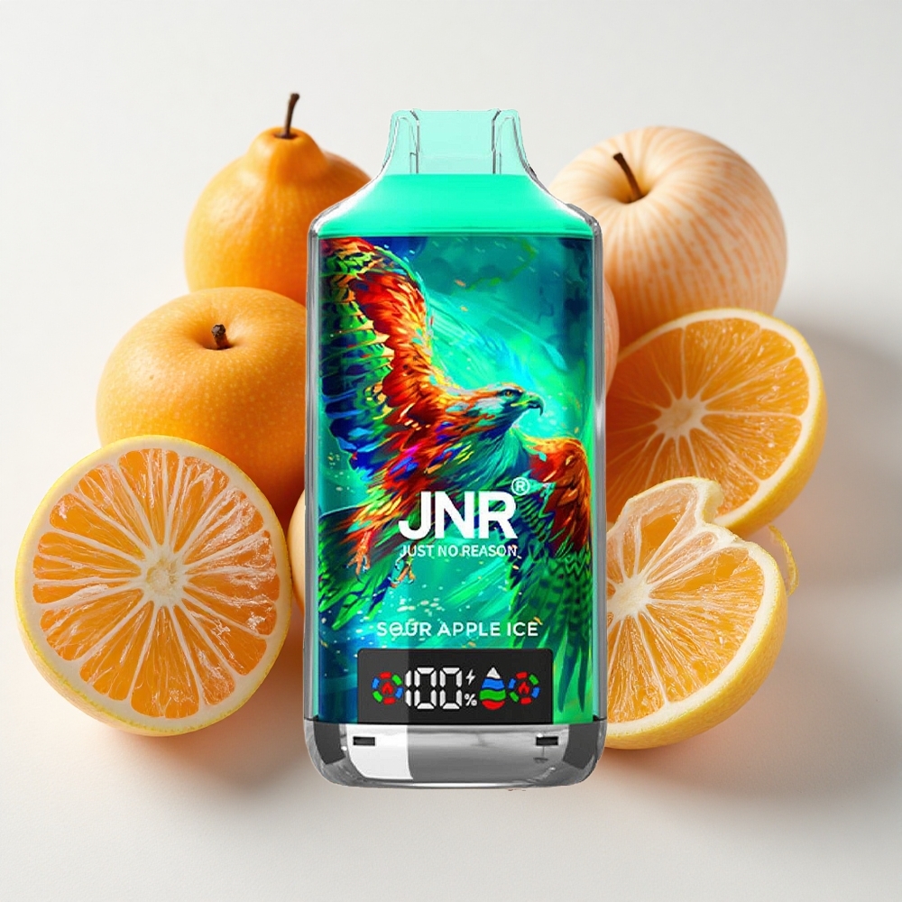 JNR Falcon X 18000 نفخة تبغ إلكتروني بنكهة التفاح الحامض الجليدي مع شاشة رقمية وشحن النوع-C