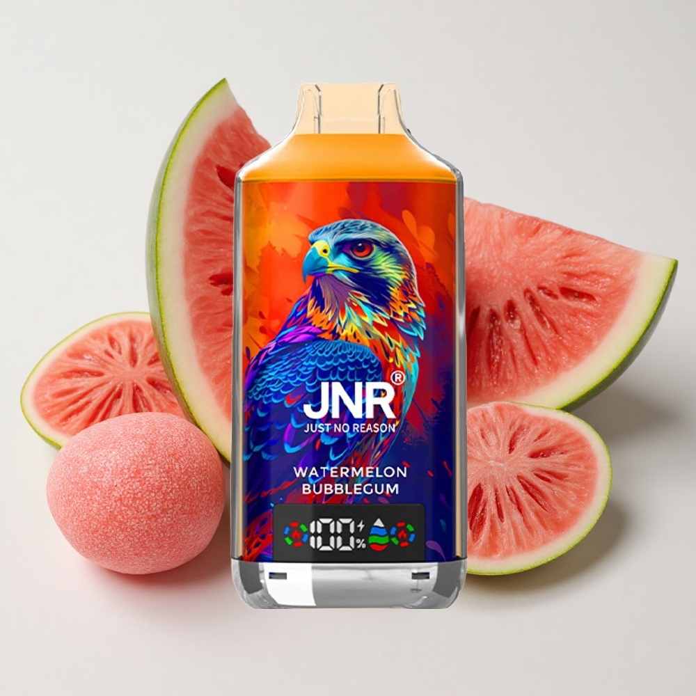 JNR Falcon X 18000 نفخة تبغ سيجارة إلكترونية بطعم بطيخ-علكة بشاشة رقمية وشحن النوع-C