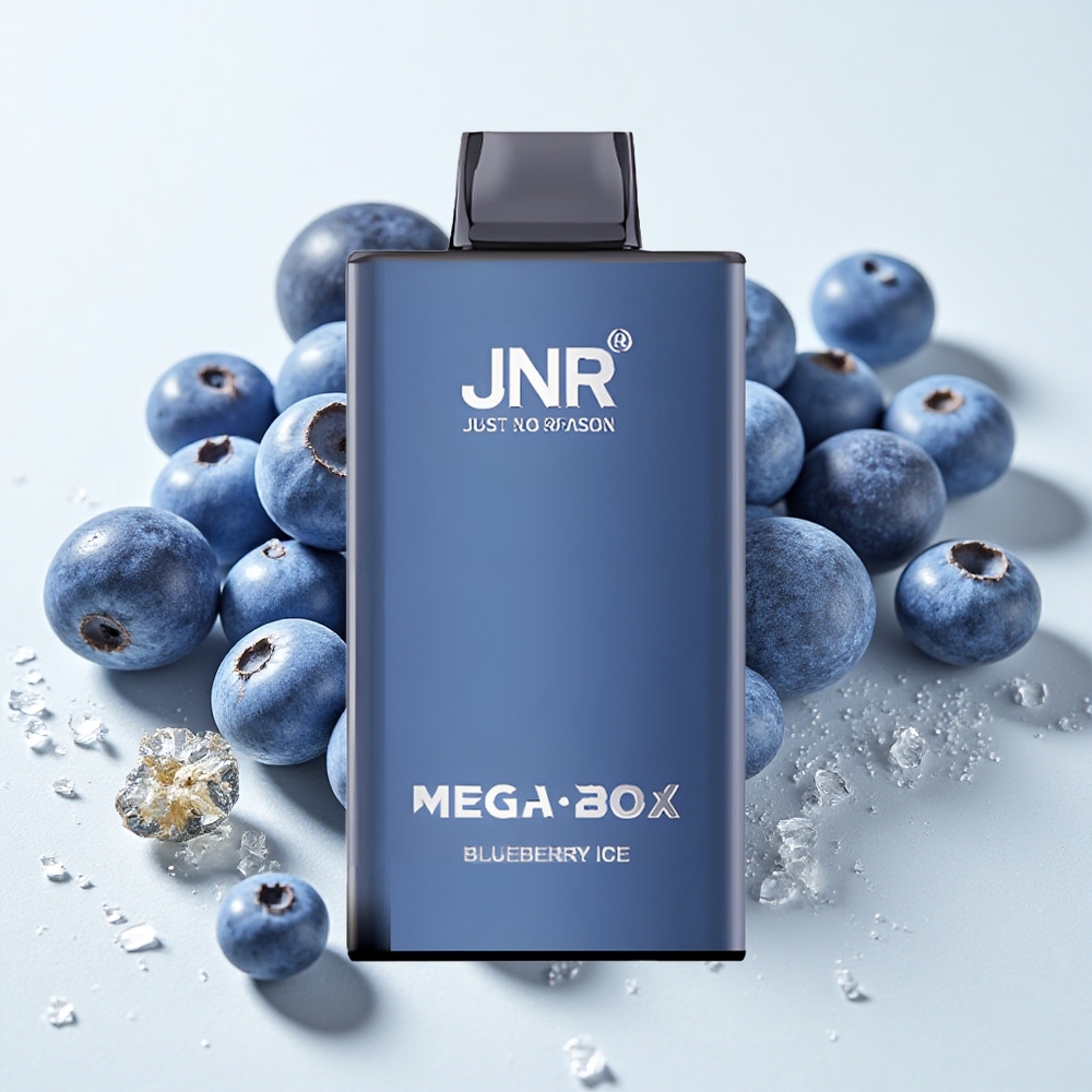 JNR Mega Box 25000 نفخة سيجارة إلكترونية توت أزرق مثلج سعة 30 مل وبطارية 850 مللي أمبير