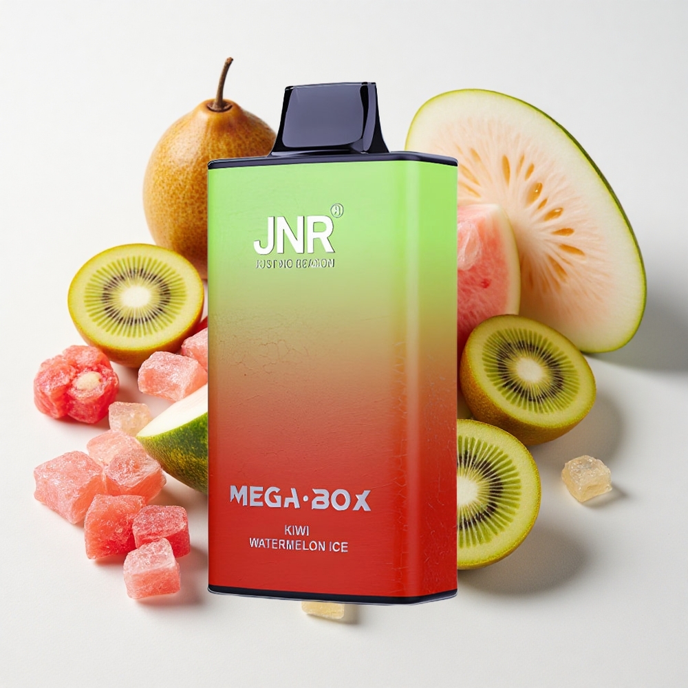 JNR Mega Box 25000 نفخة تبخير إلكتروني قابل للتصرف بنكهة الكيوي والبطيخ المثلج بسعة 30 مل