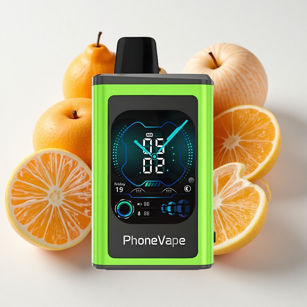 JNR PhoneVape 30000 نفخة بخاخ تفاح حامض مثلج بطارية سعة البطارية 850 مللي أمبير شاشة كاملة