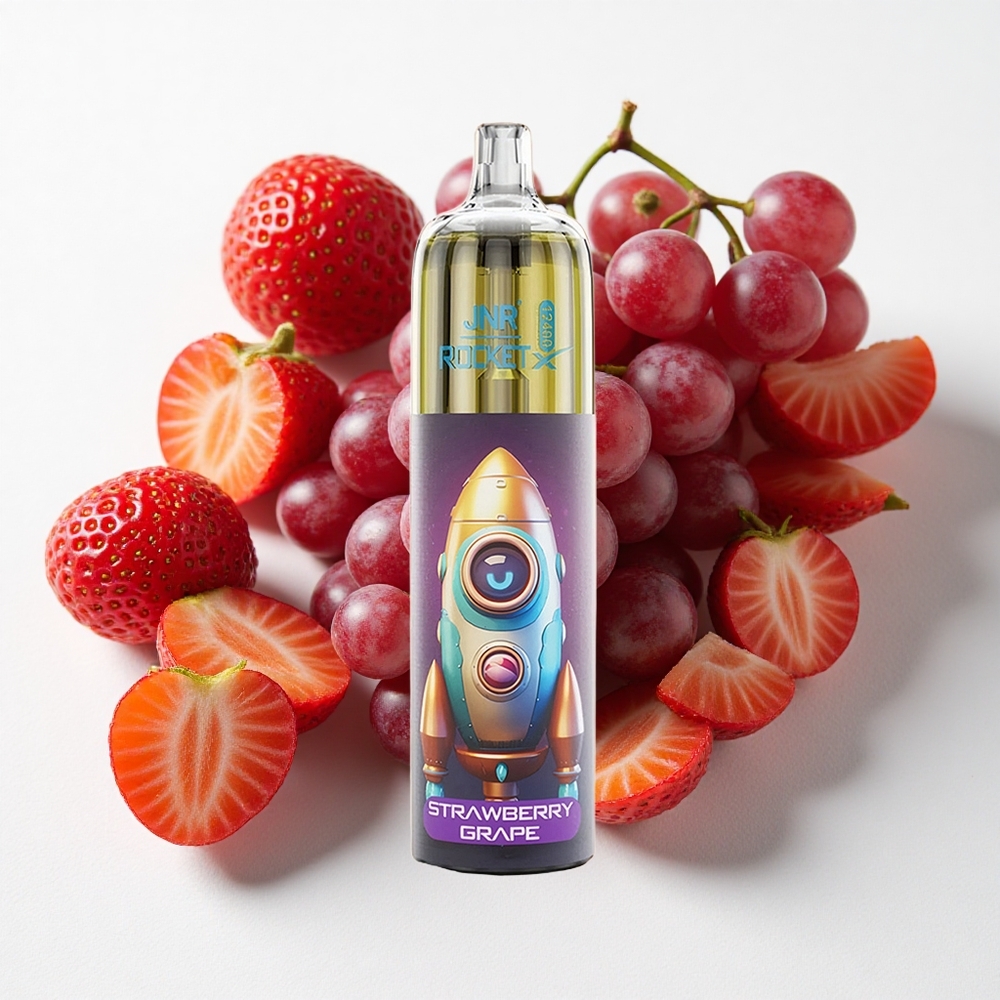 JNR Rocket-X 12400 نفخة تبخير قابل للتخلص فراولة عنب مع تدفق هواء قابل للتعديل وشحن سريع النوع-C