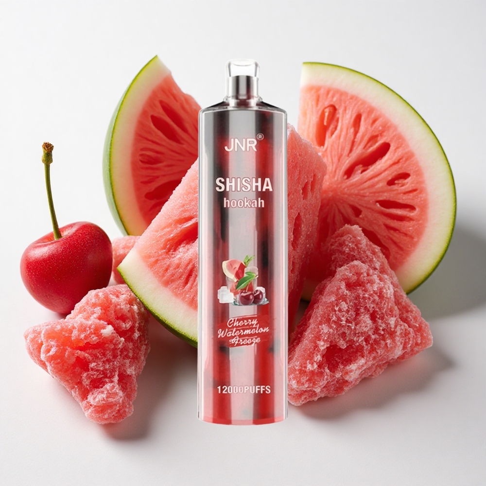 JNR Shisha Hookah 12000 نفخة سجائر إلكترونية كرز بطيخ مجمد 750mAh 24ml