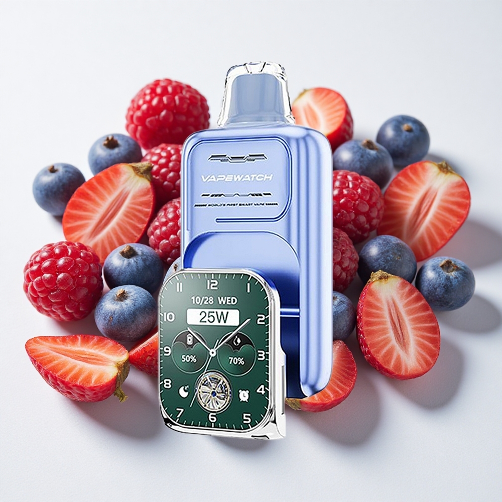 JNR VapeWatch 30000 نفخة سجائر إلكترونية توت أزرق مثلج مع شاحن النوع-C وسعة بطارية 1000mAh