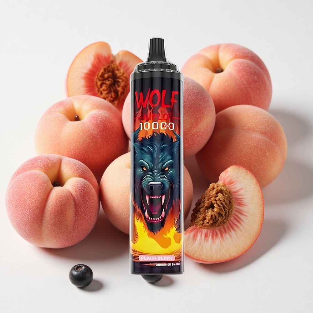 JNR Wolf Niplo 10000 نفخة بخاخة نكهة الخوخ والتوت سعة 20مل شحن النوع-C