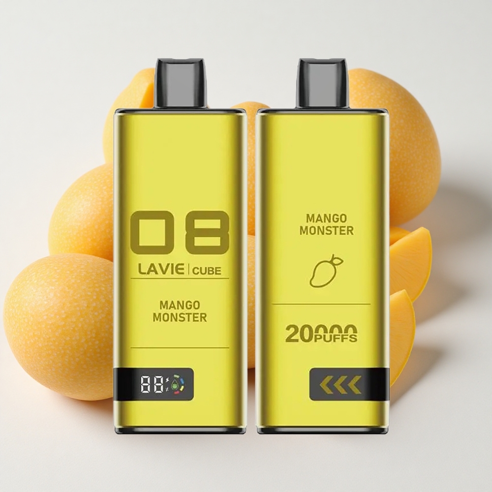 Lavie Cube 20000 نفخة بخار يمكن التخلص منه مانجو مونستر 28مل