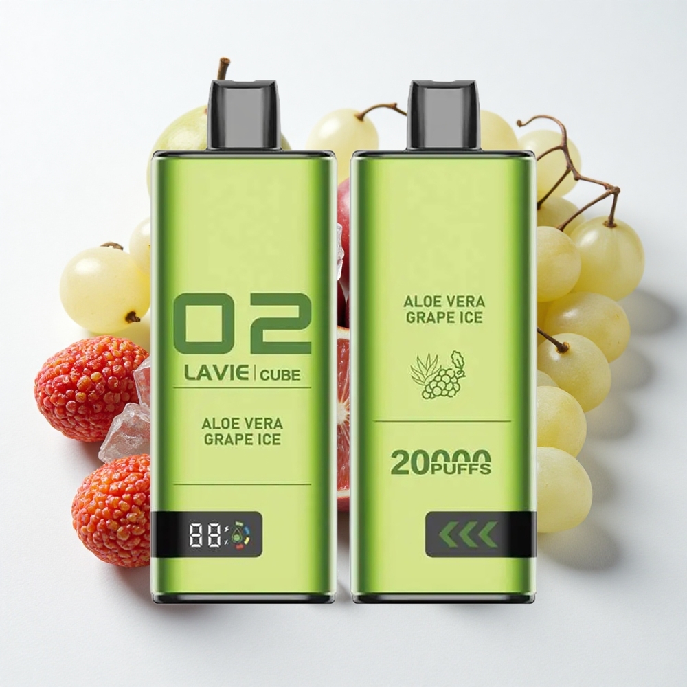 Lavie Cube 20000 نفخة فيب قابل للتخلص منه ألوفيرا عنب آيس ببطارية 600 مللي أمبير
