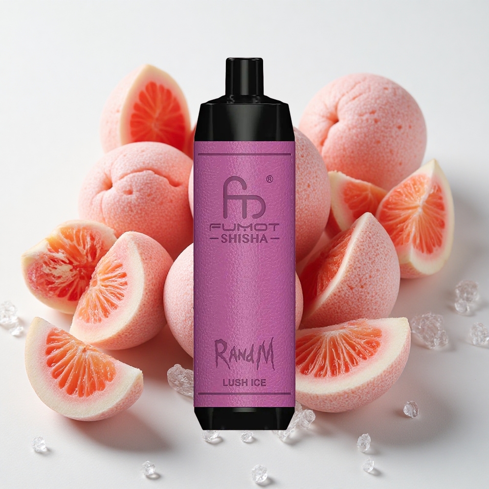 RandM Fumot Shisha 10000 نفخة نكهة Lush Ice (ثلج منعش) مع مؤشر LED و 850 مللي أمبير