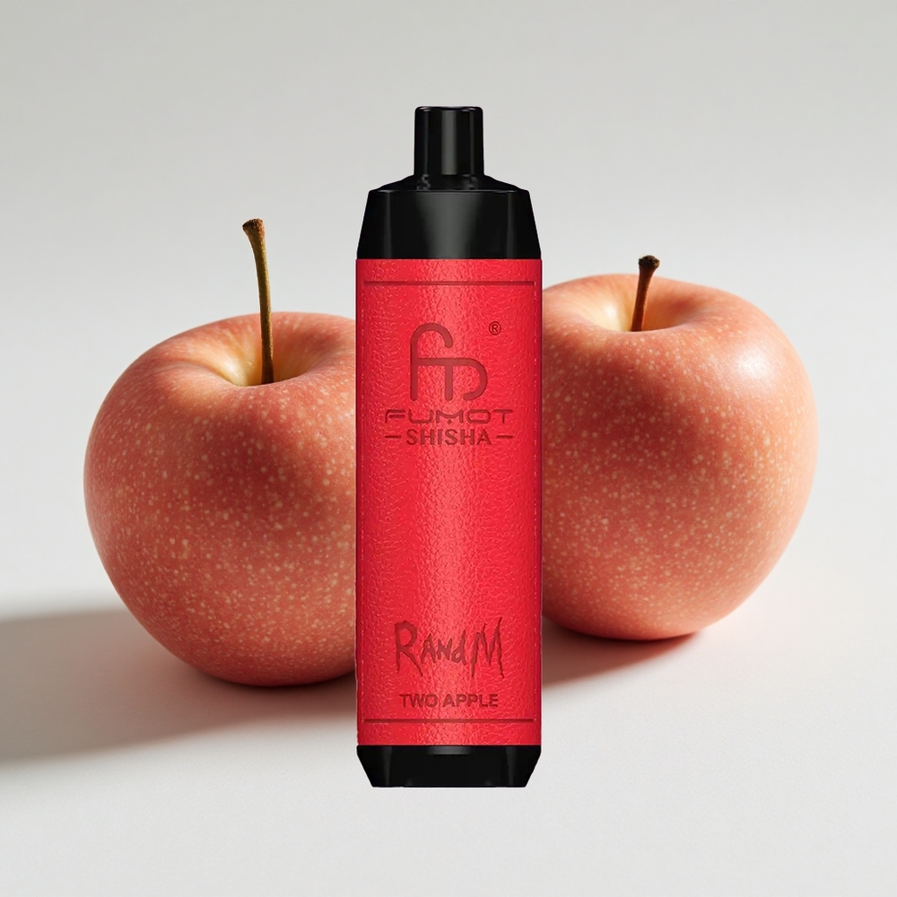 RandM Fumot Shisha 10000 نفخة سيجارة إلكترونية طراز تفاحين (Two Apple) مؤشر LED