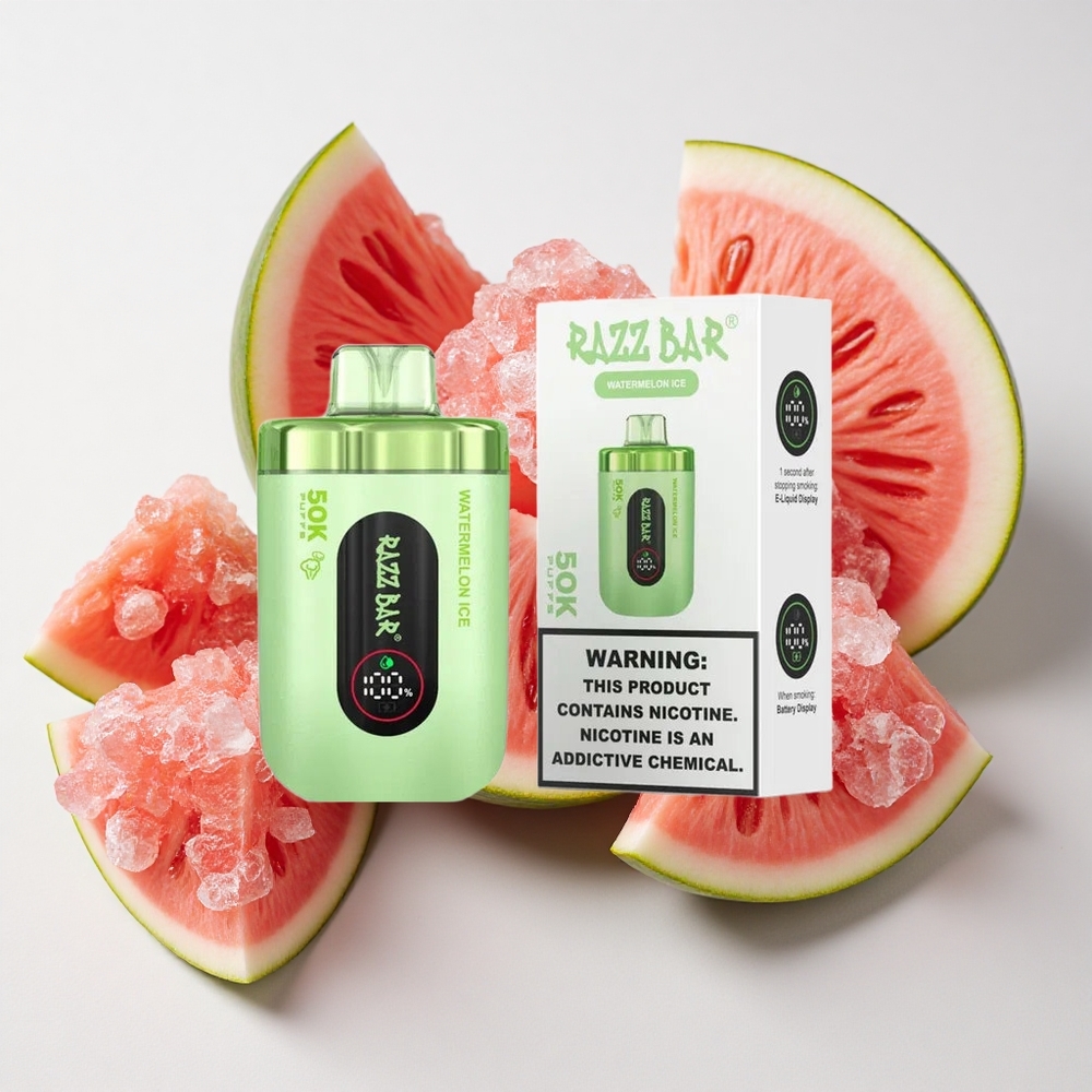 Razz Bar 50K نَفخات ڤيب قابل للتخلص بطعم البطيخ المثلج وملف 1.0 أوم