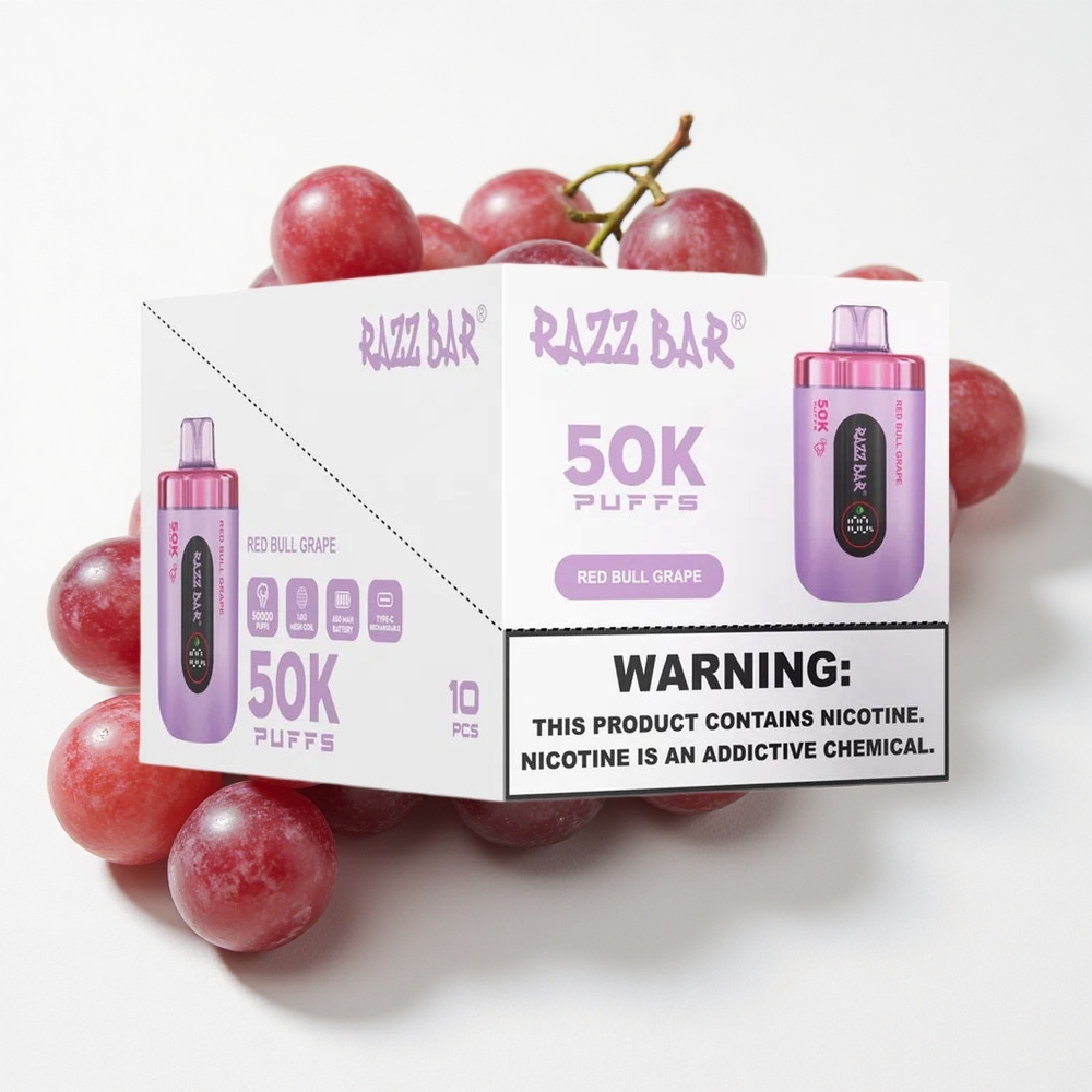 Razz Bar 50K نفثةجراب عنب ريد بول 1.0 Ohm Mesh 650 مAh نوع-C