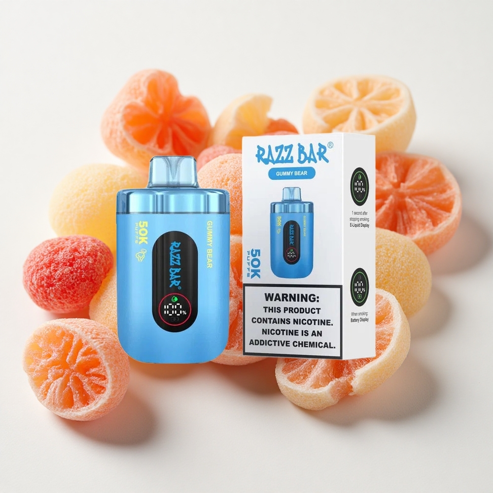 Razz Bar 50K دفعة 1.0 Ohm Mesh 650 ميلي أمبير نوع-C صاعق نكهة غومي بير