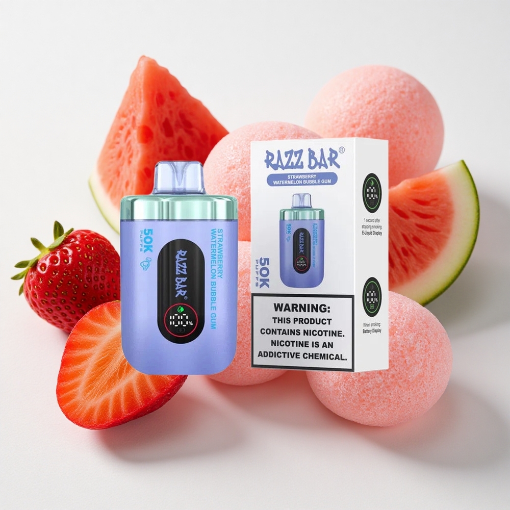 Razz Bar 50K فطائر نكهة فراولة بطيخ علكة قابلة لإعادة الشحن نوع-C