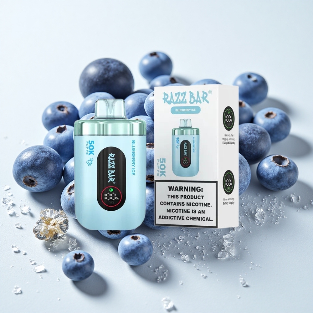Razz Bar 50K بخاخات فيب قابل لإعادة الشحن توت أزرق مثلج