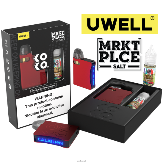 UWELL CALIBURN AK3 كيت + بودات ايه 3 اس 0.8 اوم (x2) + بابا دادى 10 مل املاح 50 ملجم | UWELL سعر CRL: أحمر/FLV: التوت المحظور 50 ملغ T28B8244