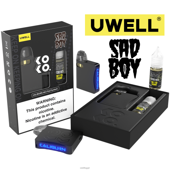 UWELL CALIBURN AK3 كيت + بودات ايه 3 اس 0.8 اوم (x2) + بابا دادى 10 مل املاح 50 ملجم | UWELL Cairo CRL: أسود/FLV: كوكي الكسترد 50 ملغ T28B8243