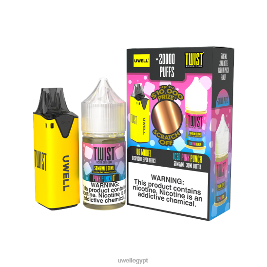 UWELL V6 جهاز استعمال مرة واحدة + عصير بابا 30 مل - باقة كولاب | سيجارة UWELL CLR: أصفر/FLV: مثلج بينك بانش 50 ملغ T28B8218