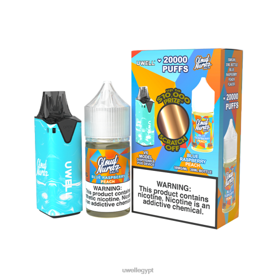 UWELL V6 جهاز استعمال مرة واحدة + عصير بابا 30 مل - باقة كولاب | UWELL Cairo CLR: أزرق/FLV: خوخ توت أزرق 50 مجم T28B8203