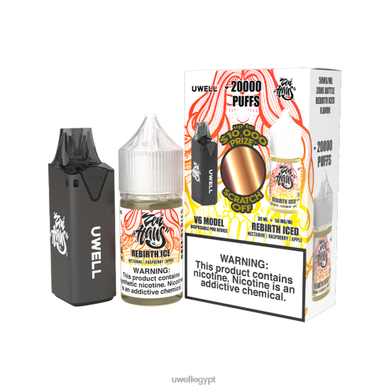 UWELL V6 جهاز استعمال مرة واحدة + عصير بابا 30 مل - باقة كولاب | UWELL Egypt CLR: أسود/FLV: إعادة الميلاد مثلج 50 ملغ T28B8221