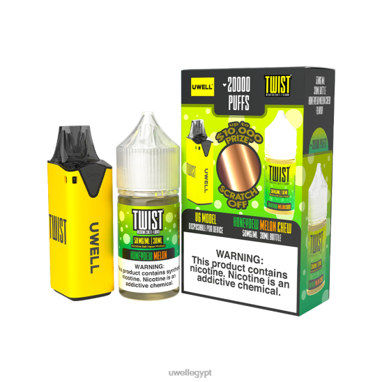 UWELL V6 جهاز استعمال مرة واحدة + عصير بابا 30 مل - باقة كولاب | UWELL Sale CLR: أصفر/FLV: مضغ البطيخ المن 50 ملغ T28B8217