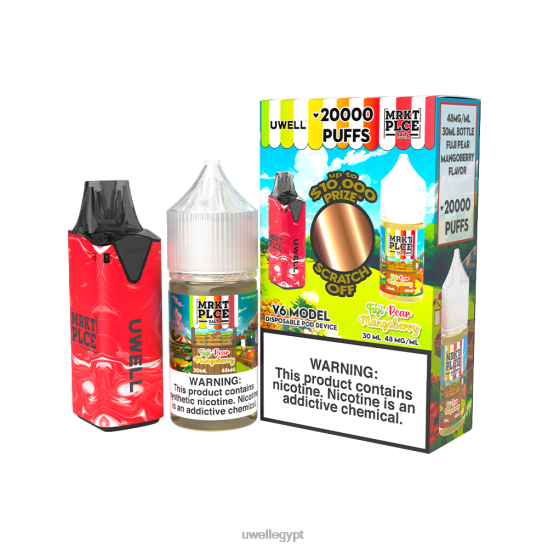 UWELL V6 جهاز استعمال مرة واحدة + عصير بابا 30 مل - باقة كولاب | UWELL Vape Flavors CLR: أحمر/FLV: فوجي كمثرى ومانجوبيري 48 ملغ T28B8209