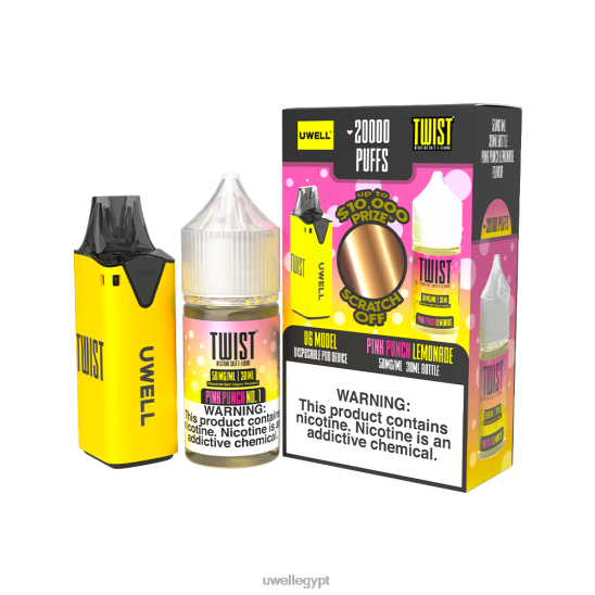 UWELL V6 جهاز استعمال مرة واحدة + عصير بابا 30 مل - باقة كولاب | UWELL Vape Flavors CLR: أصفر/FLV: عصير الليمون الوردي 50 ملغ T28B8219
